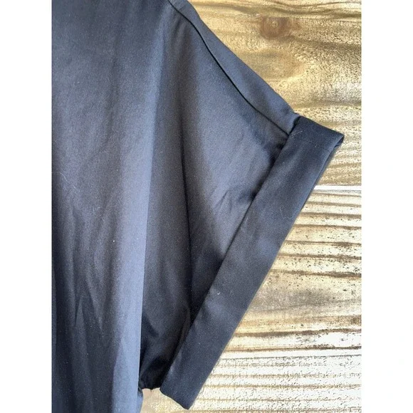 Chicos Poplin Diagonal Button Front Dress Sz 8 Black Size 2.5 EXCELLENT!! - Picture 4 of 7